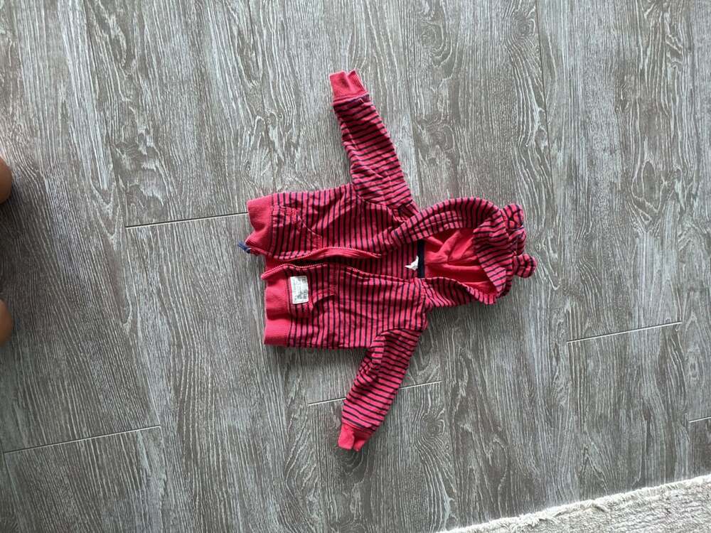 Carter's Striped Zip Hoodie Size 6 Months Red